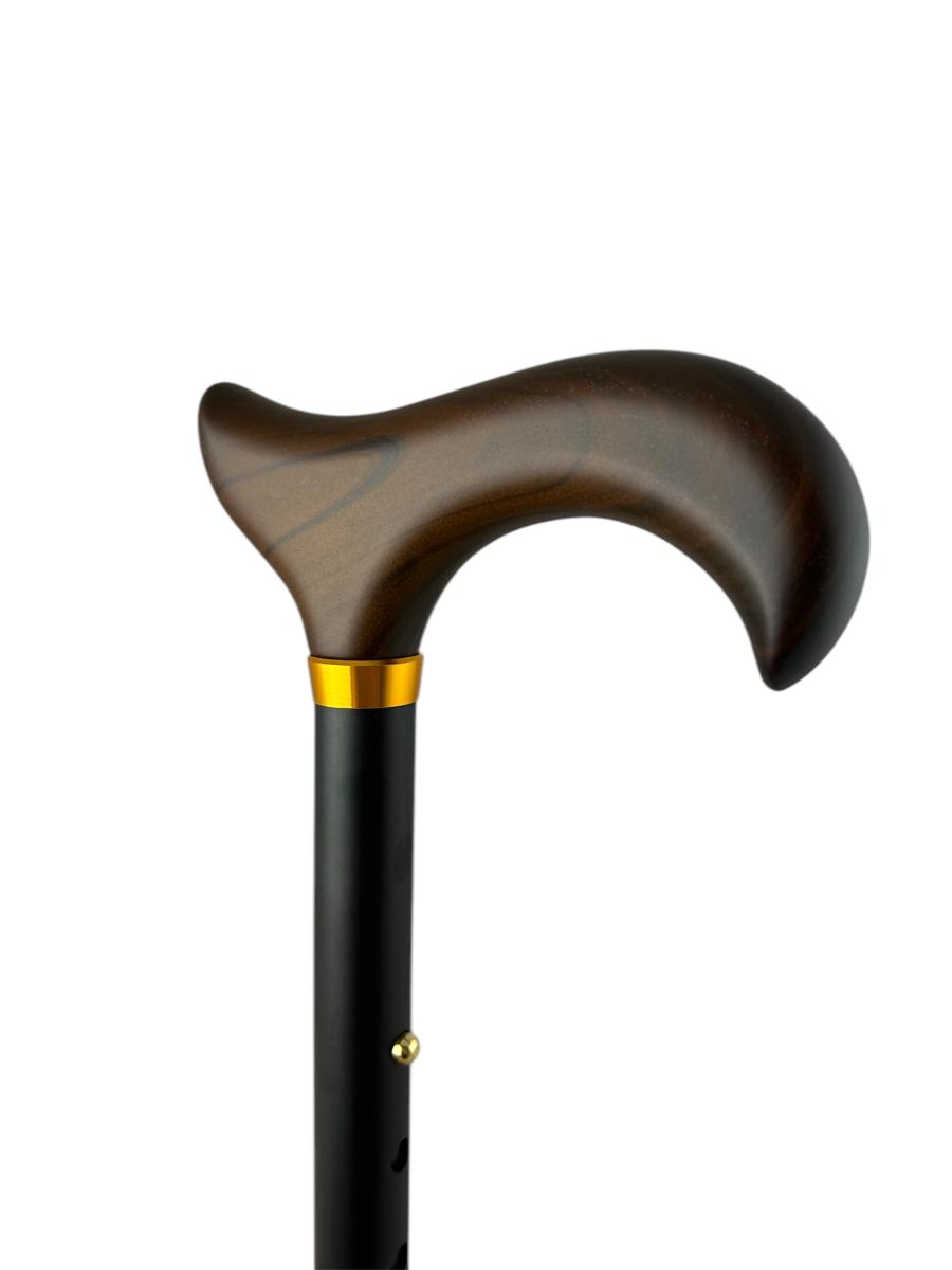 Svart vikbar käpp med trähandtag - www.gulare.com