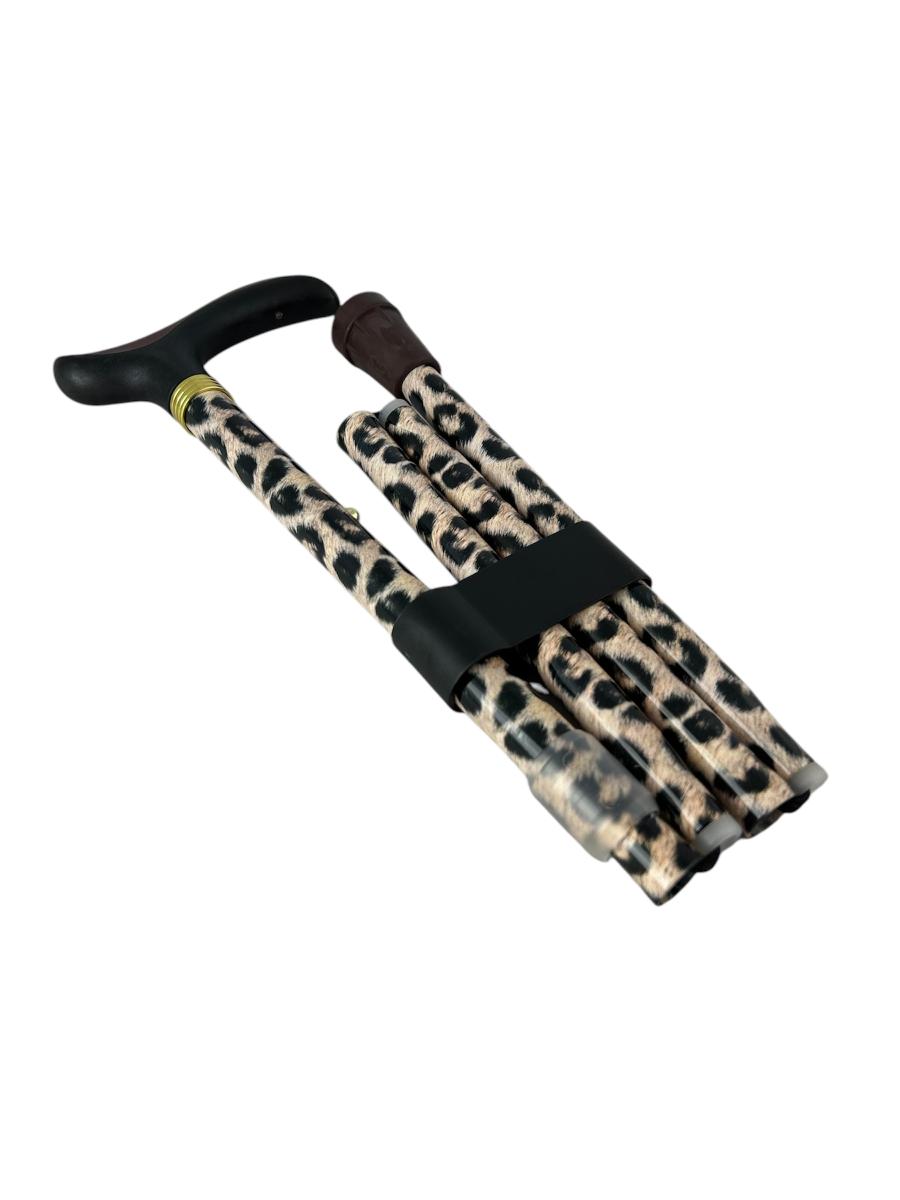Leopardmönstrad vikbar käpp med mjukt gummihandtag - www.gulare.com